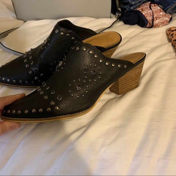 Shoes | Womens Mules Black Studded Size 11 Likenew | Poshmark